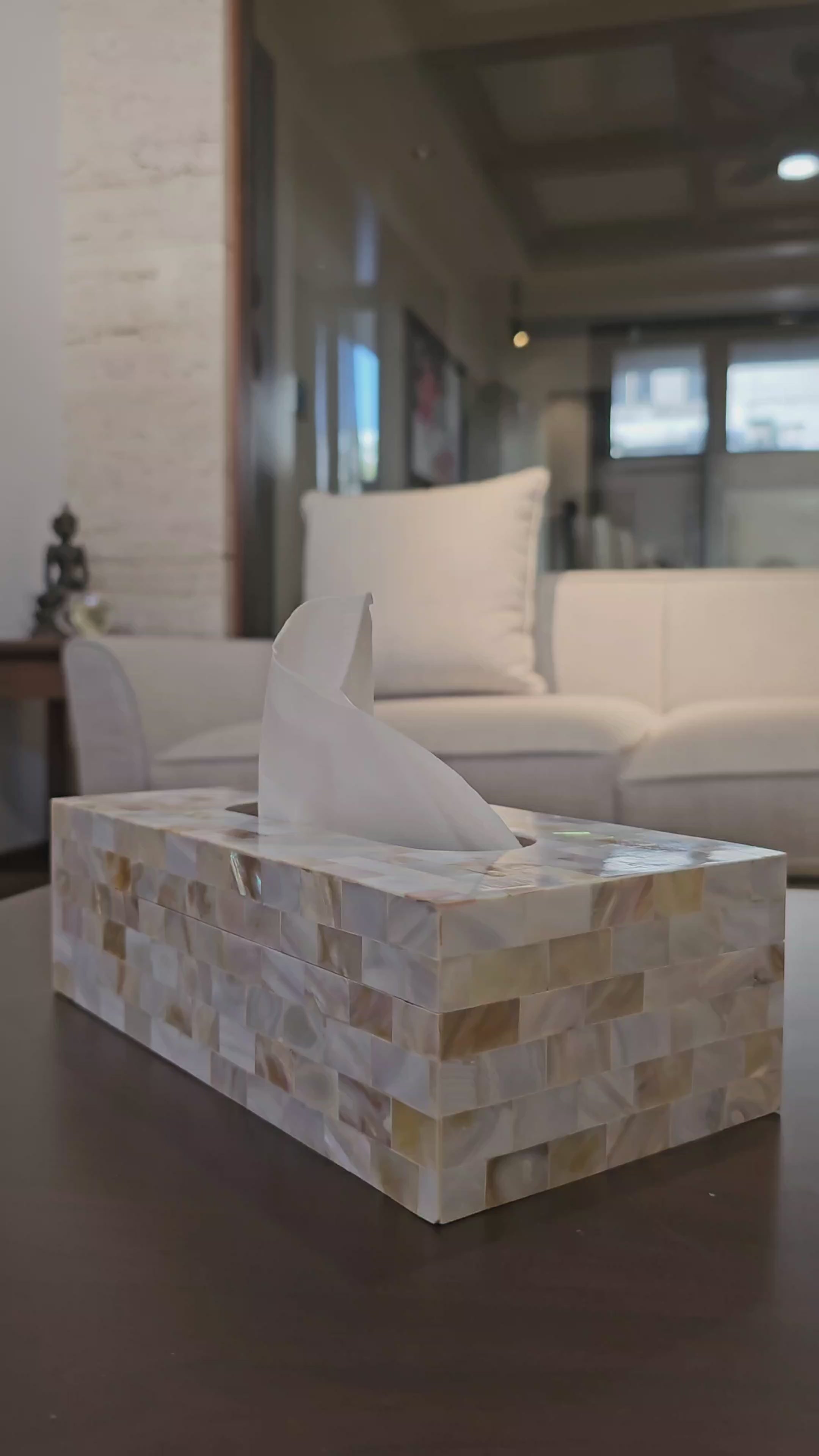 Purple Agate with  Mother of Pearl  Tissue Box Holder