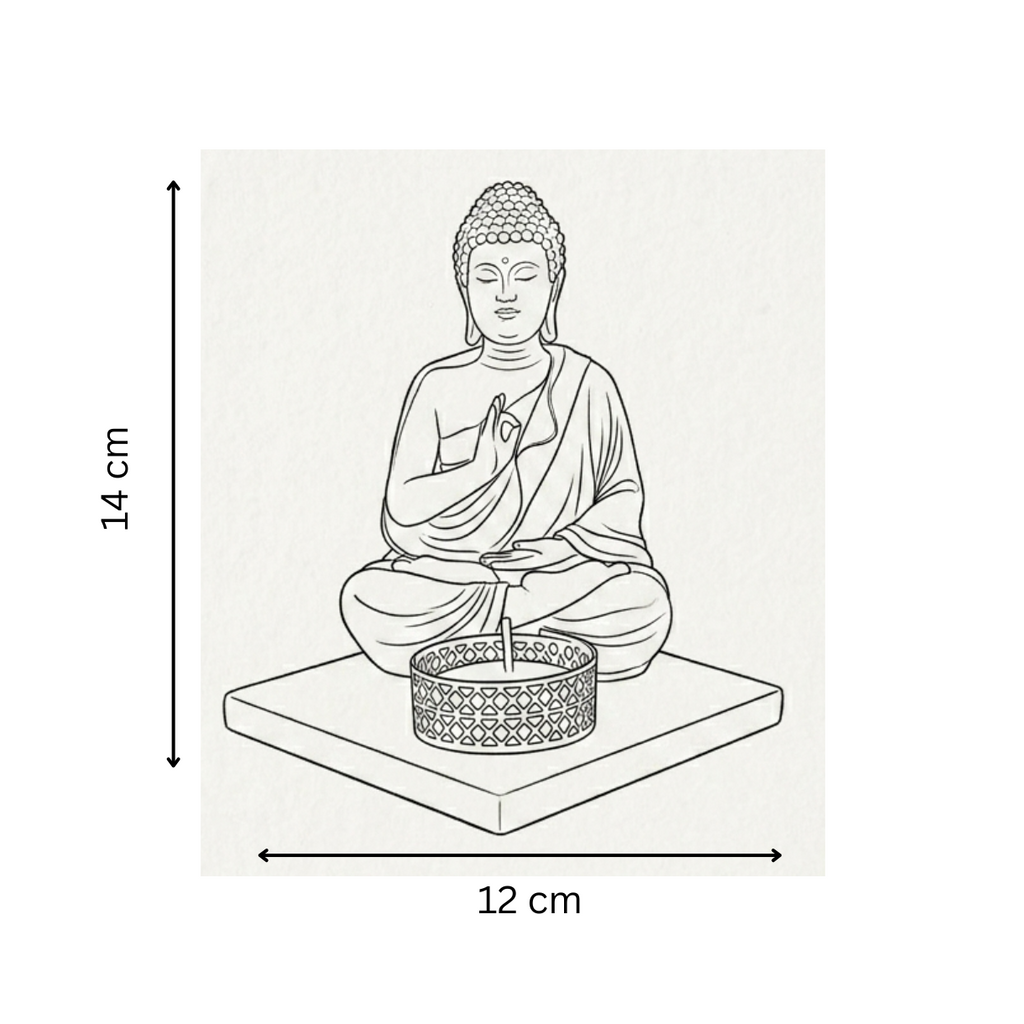 Red Meditating Buddha Idol with Tealight Candle Holder