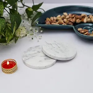 White Marble Plain Coaster for Tea Coffee