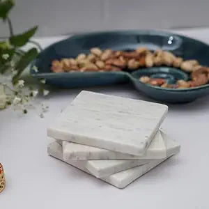 White Marble Plain Coaster for Tea Coffee