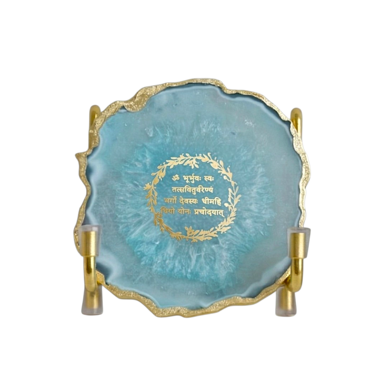 Gayatri Mantra with Turquoise Agate Metal Stand